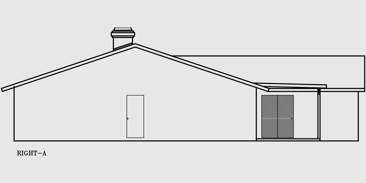 House rear elevation view for 10017WD One story house plans, ranch house plans, 4 bedroom house plans, 10017wd