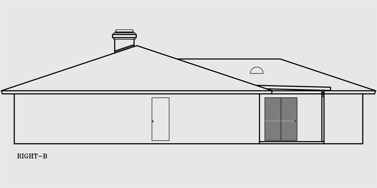 House rear elevation view for 10017WD One story house plans, ranch house plans, 4 bedroom house plans, 10017wd