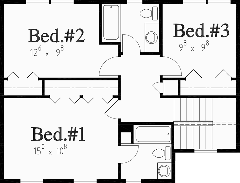 Colonial House Plan 3 Bedroom, 2 Bath, 2 Car Garage