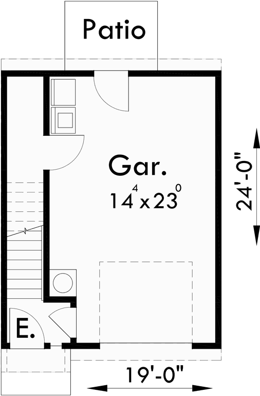 Lower Floor Plan for F-539 4 plex plans, townhouse plans, 4 unit apartment plans, quadplex plans, F-539
