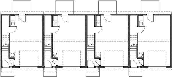 Lower Floor Plan 2 for 4 plex plans, townhouse plans, 4 unit apartment plans, quadplex plans, F-539