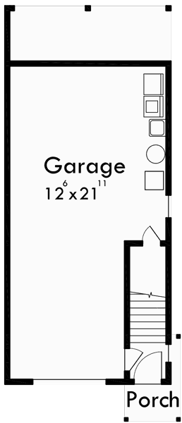 Lower Floor Plan for D-487 Narrow row house plans, duplex house plans, two master suite house plans, D-487