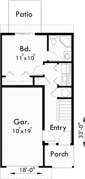 Multifamily House Plans, Reverse Living House Plans, D-441