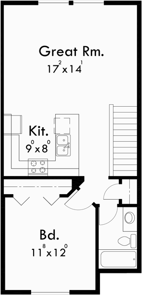 Upper Floor Plan for D-441 Multifamily house plans, reverse living house plans, D-441