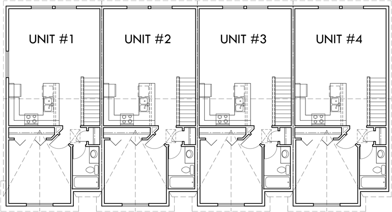Upper Floor Plan 2 for Multifamily house plans, reverse living house plans, D-441