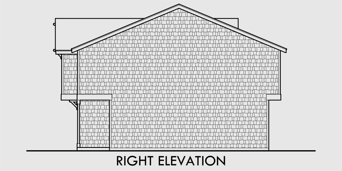 House rear elevation view for D-441 Multifamily house plans, reverse living house plans, D-441