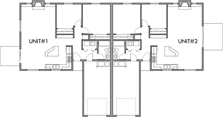  One  Story Duplex  House  Plans  2 Bedroom  Duplex  Plans  