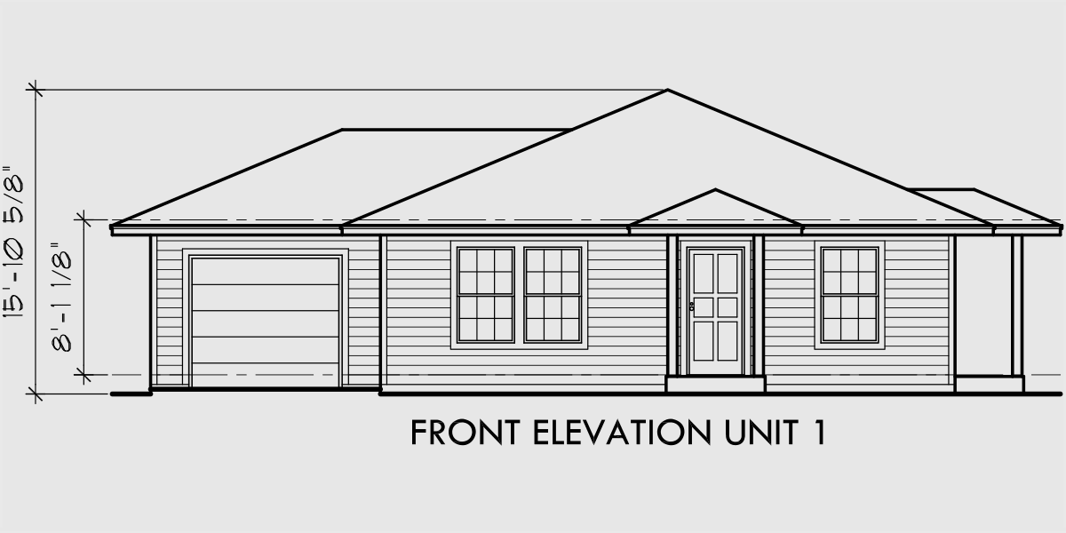 Single Story Duplex House  Plan  Corner Lot Duplex Plans  D 392