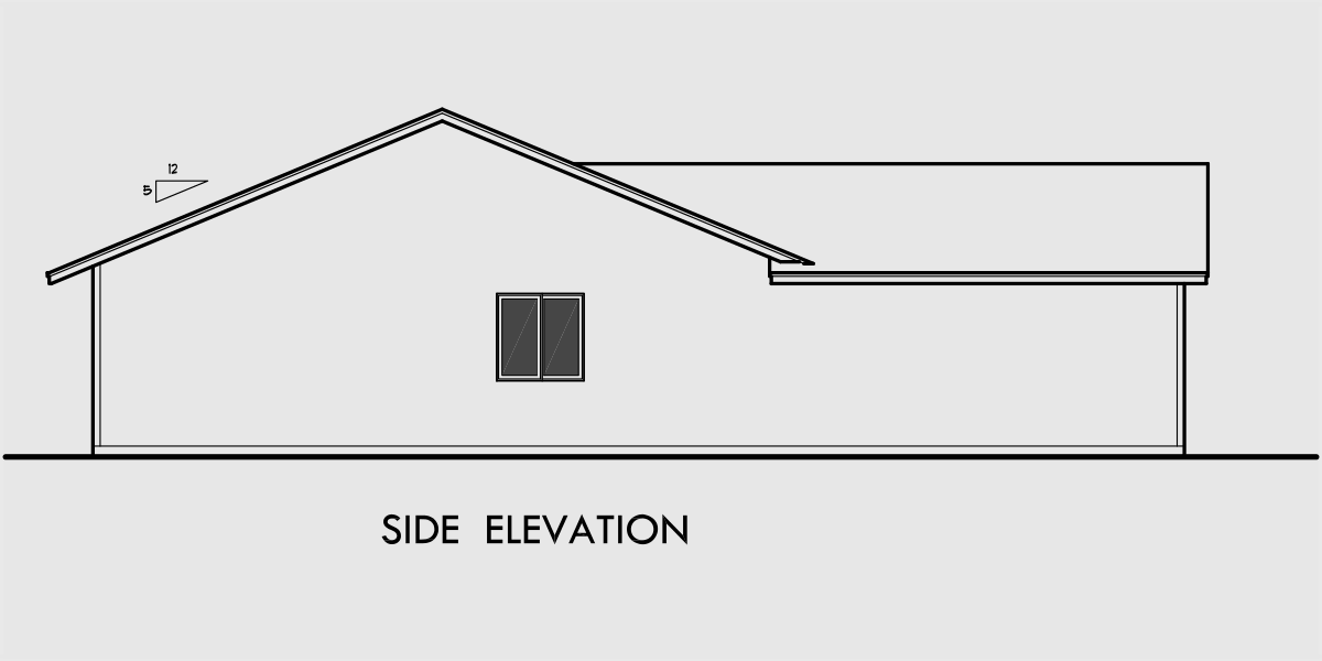 House rear elevation view for D-353 One story duplex house plans, 3 bedroom duplex plans, duplex plans with garage, duplex house plans with two car garage, D-353