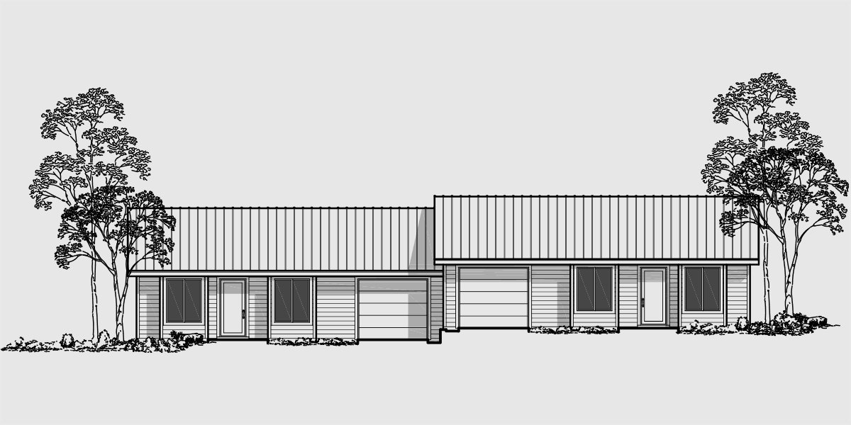 Single Level  Duplex House  Plans  2 Bedroom  Duplex With Garage