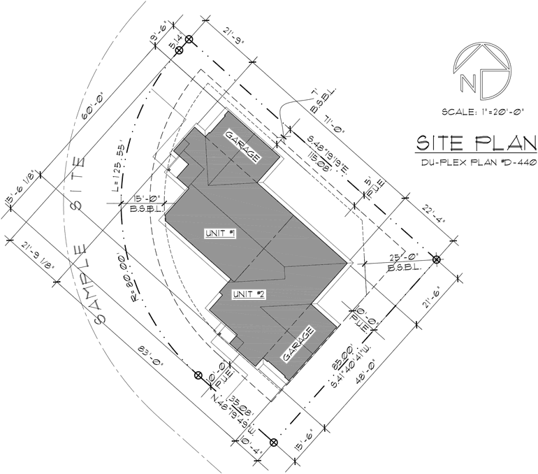 One Story Duplex House Plan For Corner Lot By Bruinier 