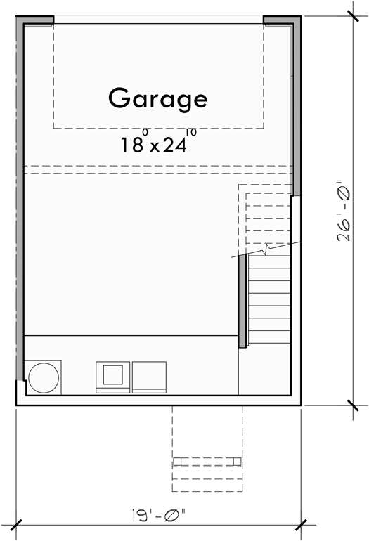 Lower Floor Plan for D-339 Duplex house plans with basement, 2 bedroom duplex plans, sloping lot duplex plans, duplex plans with 2 car garage, narrow duplex house plans, D-339