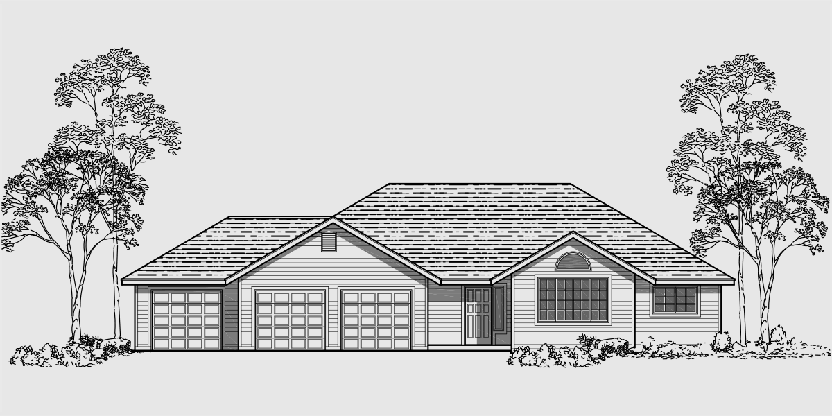 One Story House Plans 3 Car Garage House Plans 3 Bedroom 