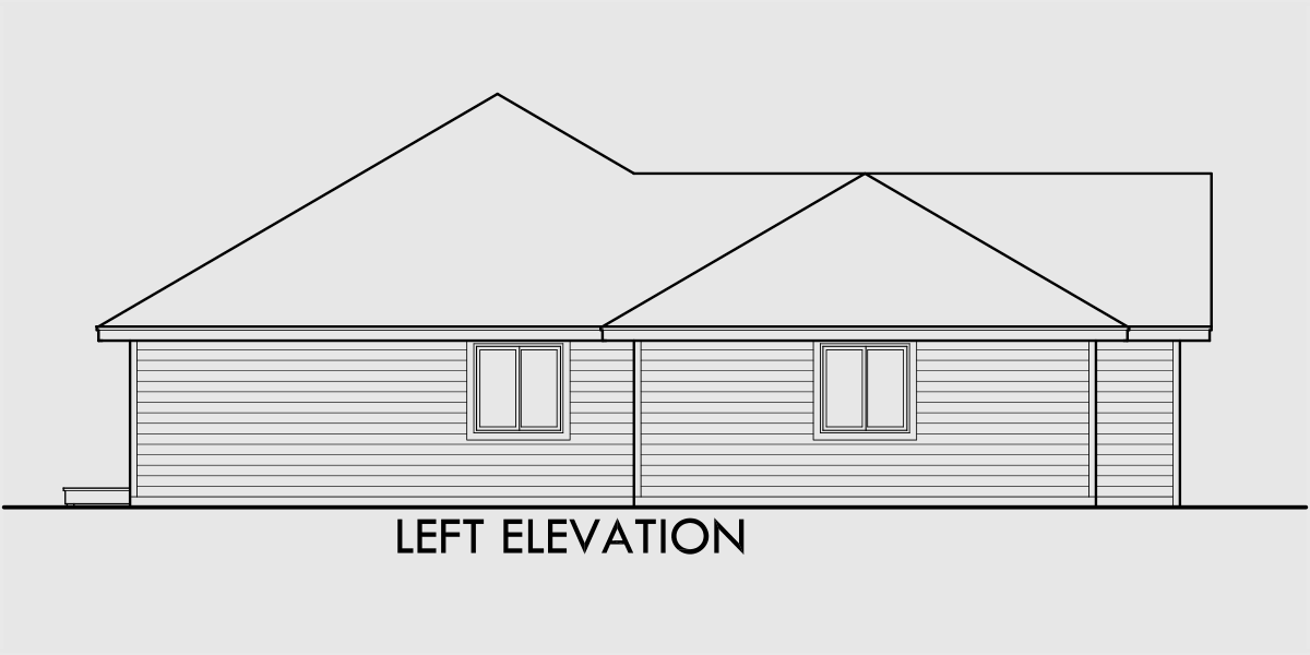 House rear elevation view for 10003 One story house plans, 3 car garage house plans, 3 bedroom house plans, 10003
