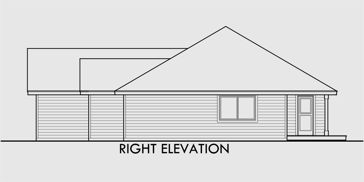 House rear elevation view for 10003 One story house plans, 3 car garage house plans, 3 bedroom house plans, 10003