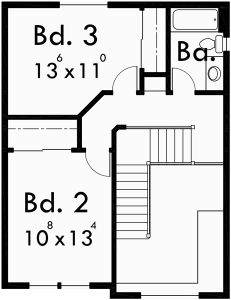 Upper Floor Plan for 10019 Two story house plans, 3 bedroom house plans, master on the main floor plans, side entry garage house plans, corner lot house plans, 10019b