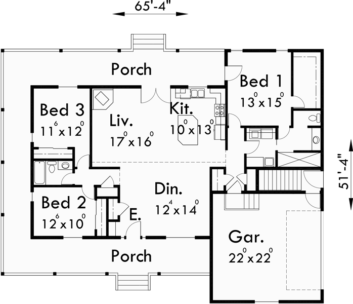  One  Level  House  Plans  House  Plans  With Basements 