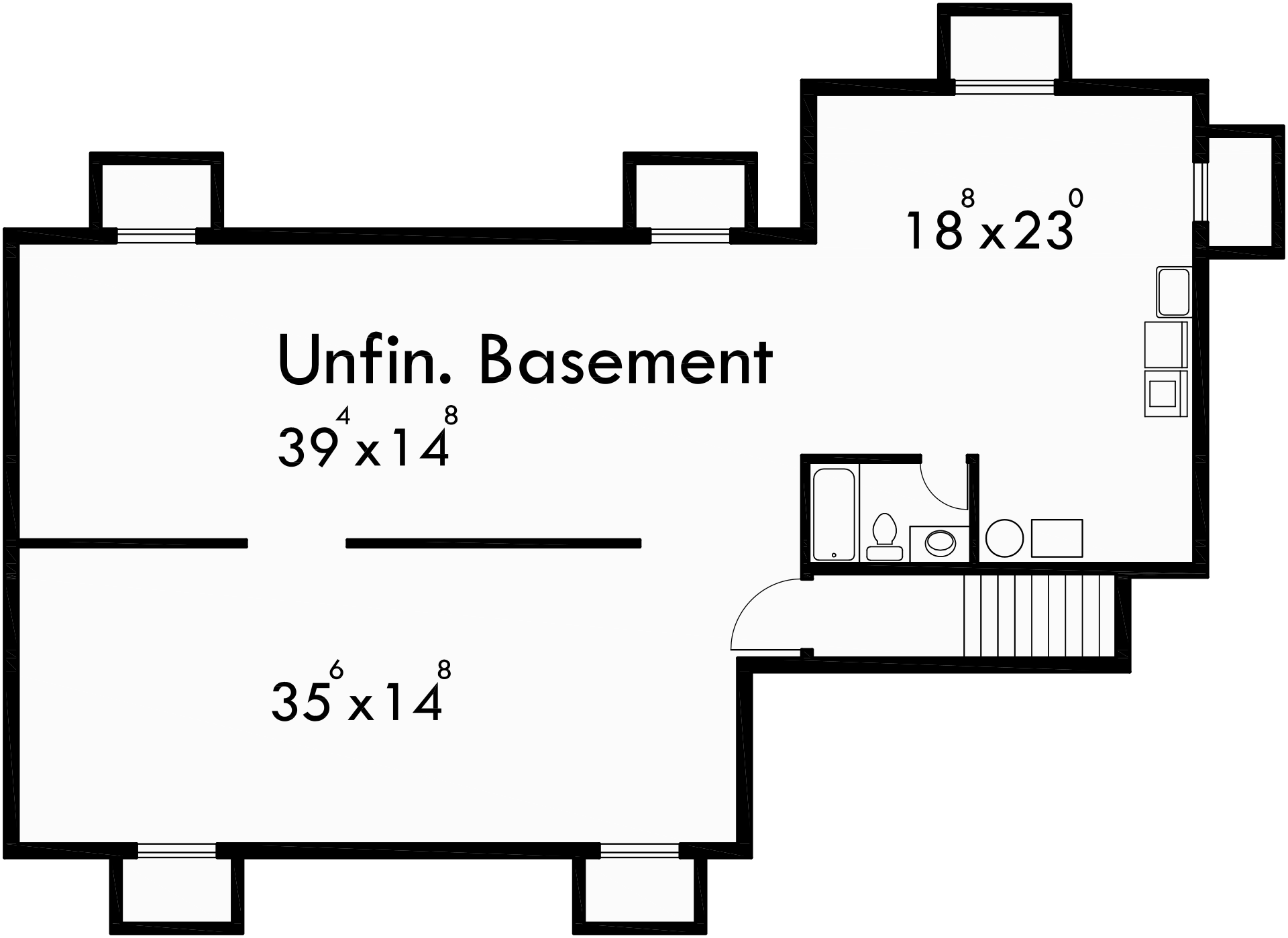 Lower Floor Plan for 10027 One level house plans, house plans with basements, side load garage house plans, wrap around porch house plans, country house plans, 10027