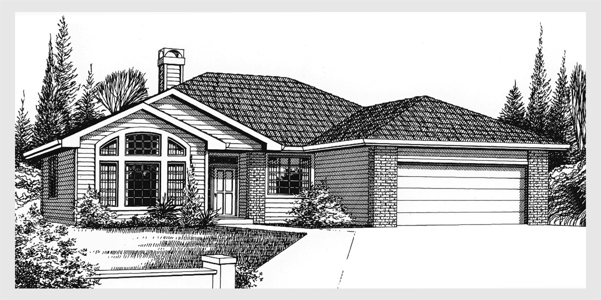 9889 Single level house plans, ranch house plans, 3 bedroom house plans, one level house plans,  9889