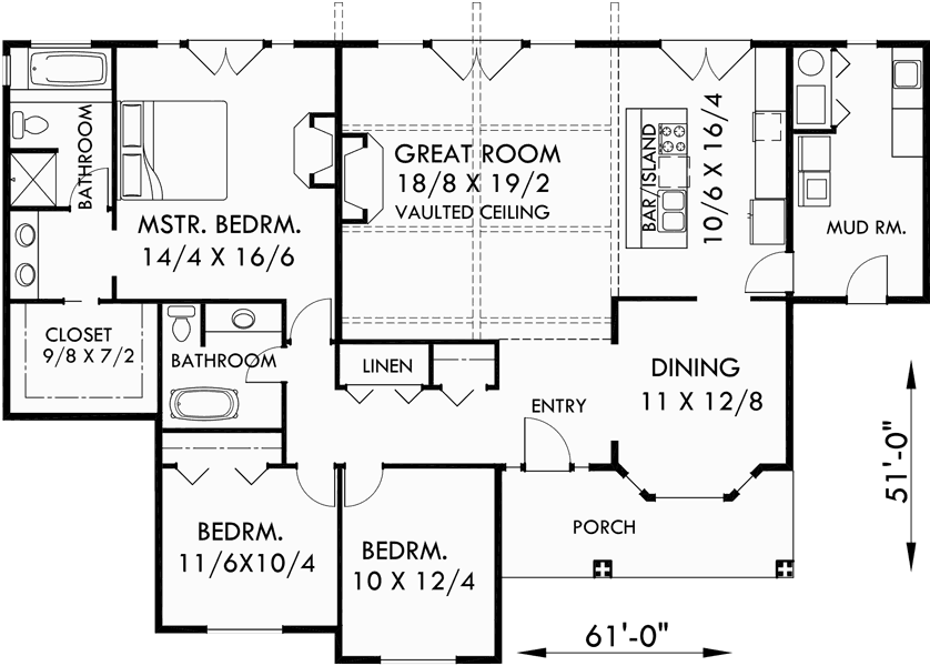  One  Level House  Plans  Single  Level Craftsman House  Plans  