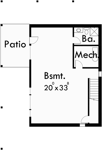 Basement Floor Plan for 10018 Side Sloping Lot House Plans, walkout basement house plans, 10018