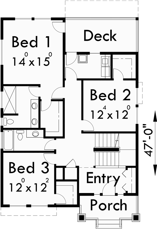 Lower Floor Plan for 10041 Amazing View House Plan, Main Floor Bedrooms, Upper Floor Living, Rear Entry Garage