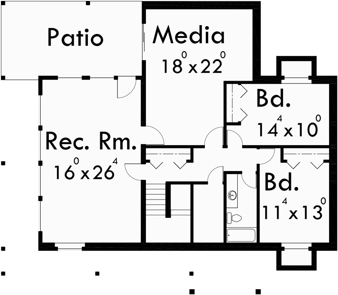 Basement Floor Plan for 9948 Amazing A-Frame House Plan, Central Oregon House Plan, 5 bedrooms