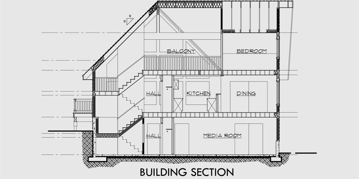 House rear elevation view for 9948 Amazing A-Frame House Plan, Central Oregon House Plan, 5 bedrooms