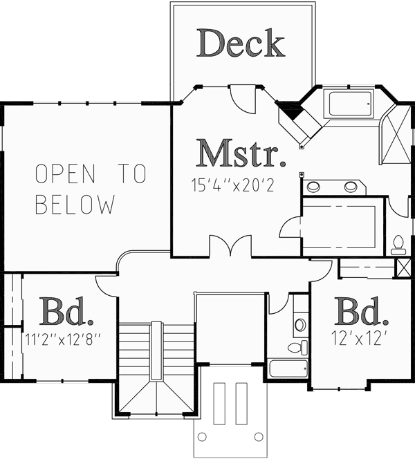 Upper Floor Plan for 10006 Custom house plan with Garage in daylight basement