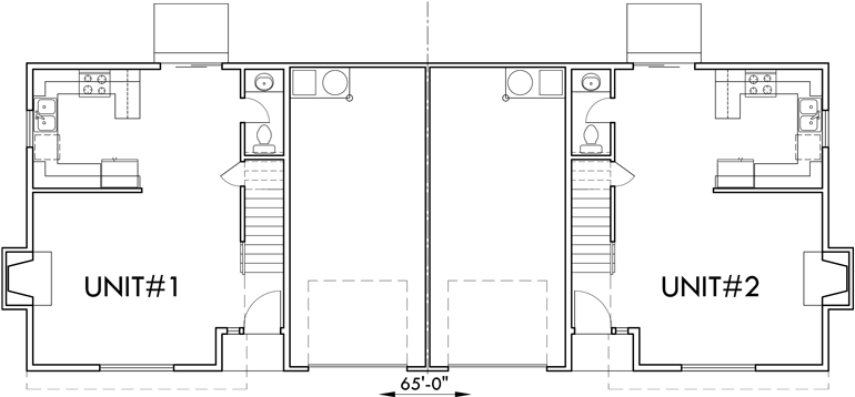 Main Floor Plan 2 for D-412 Duplex house plans, 2 story duplex plans, 2 bedroom duplex plans, duplex plans with garage, D-412