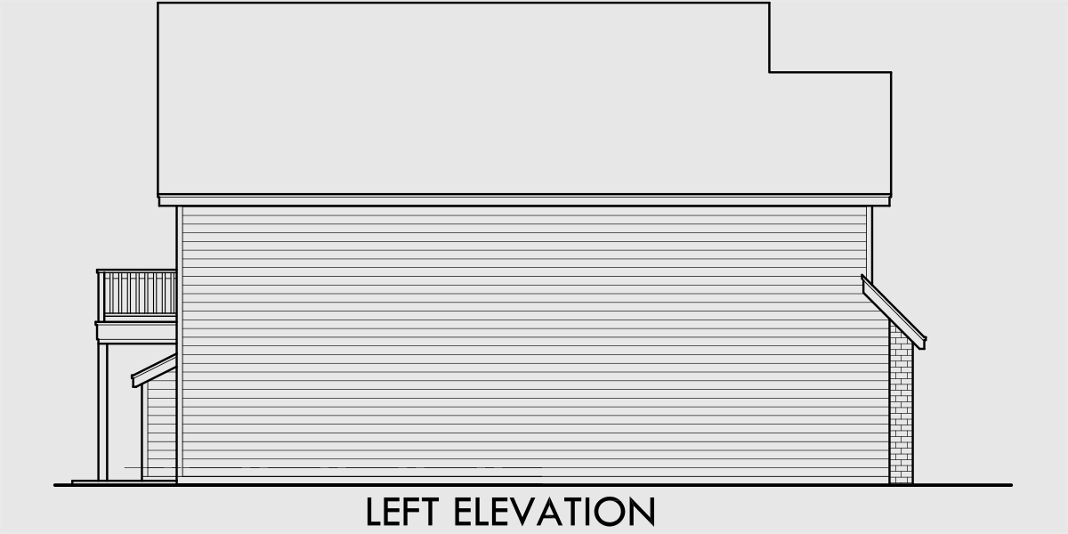 House rear elevation view for D325 Two story duplex house plans, 2 bedroom duplex house plans, duplex house plans with garage, house plans with two master suites, D-325