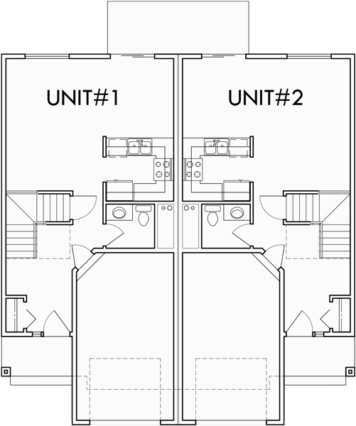 Main Floor Plan 2 for D-456 Duplex house plans, duplex house plans with basement, affordable duplex house plans, D-456