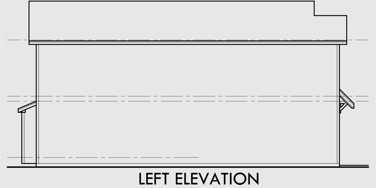 House side elevation view for D-318 Two story duplex house plans, 4 bedroom duplex plans, duplex plans with garage, narrow duplex plans, D-318