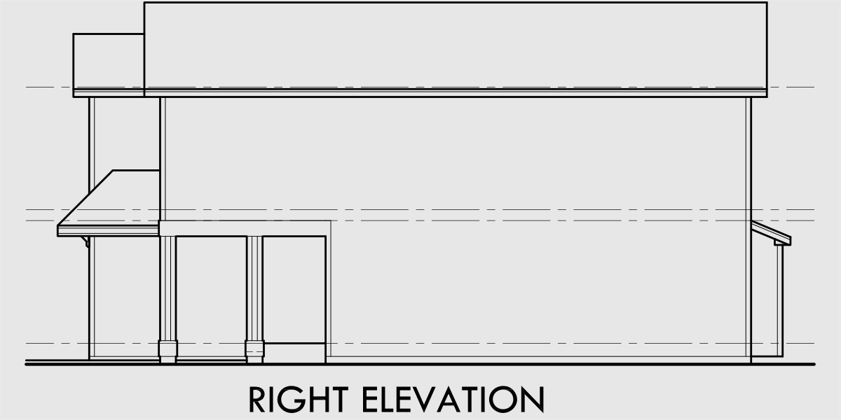 House rear elevation view for D-318 Two story duplex house plans, 4 bedroom duplex plans, duplex plans with garage, narrow duplex plans, D-318