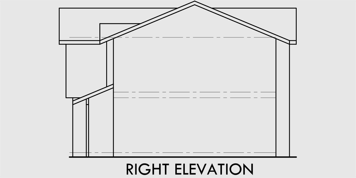 House rear elevation view for D-414 Corner lot duplex house plans, two story duplex plans, duplex plan with owners unit, D-414