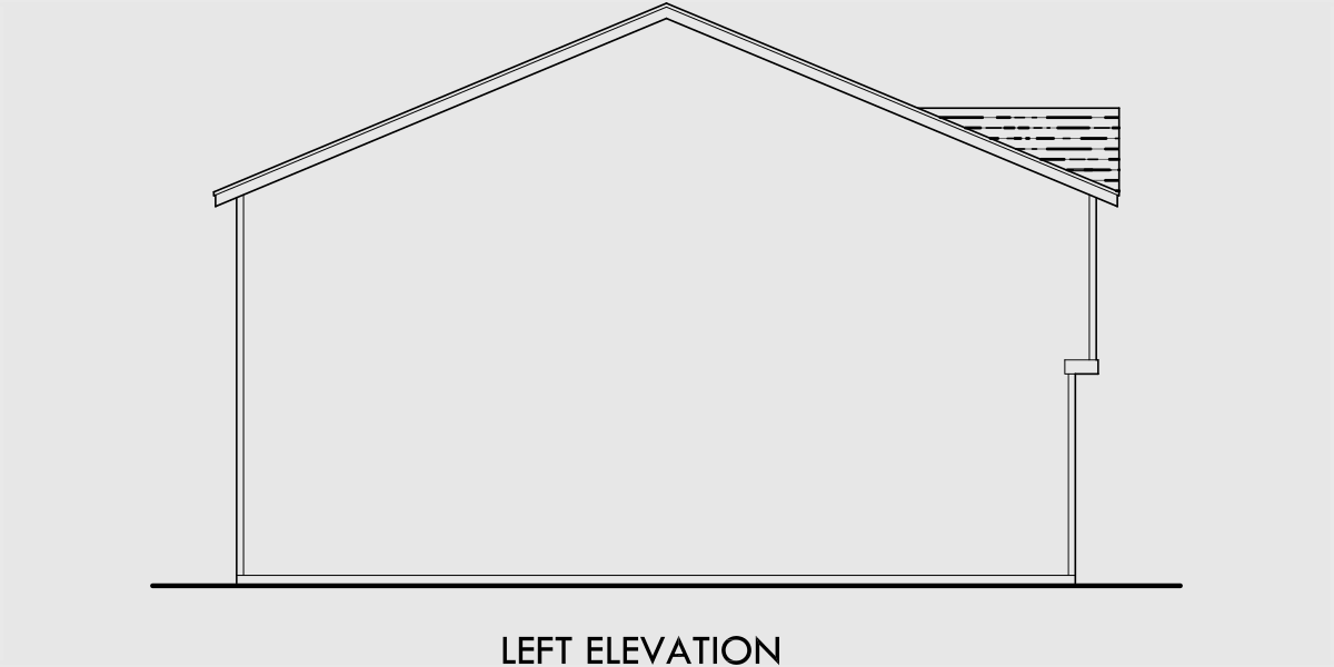 House side elevation view for T-391 Triplex house plans, small townhouse plans, triplex house plans with garage, T-391