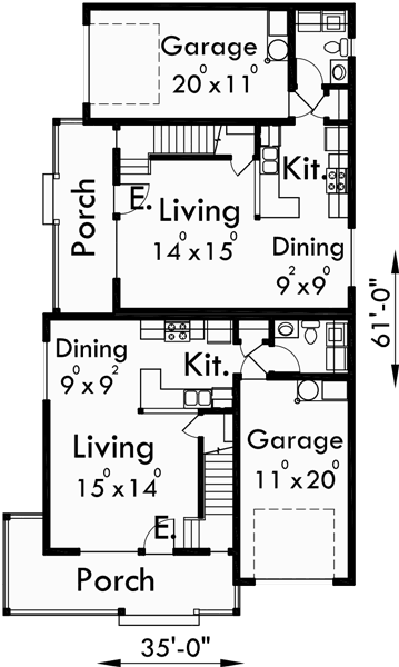 Elegant 40 Corner Lot Duplex House Plans