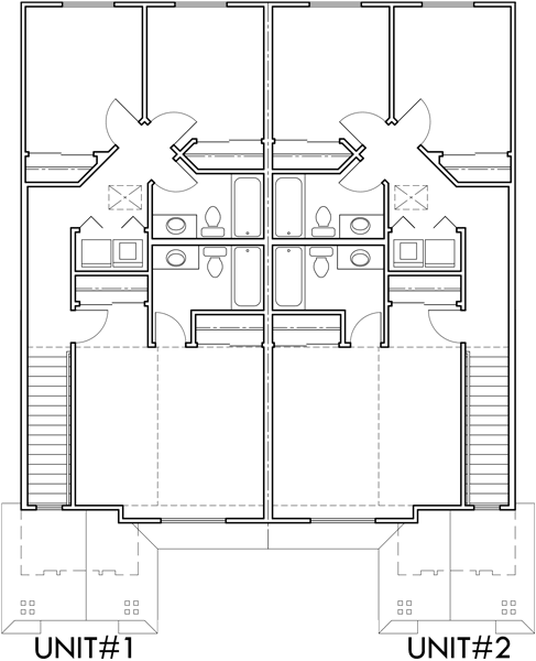 Narrow Lot Duplex House Plans Two Story Duplex House Plans