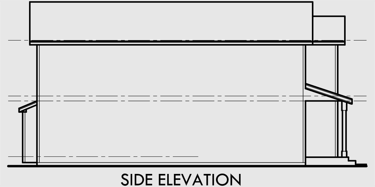 House rear elevation view for D-496 Duplex house plans, 20 ft wide house plans, 4 bedroom duplex plans, D-496