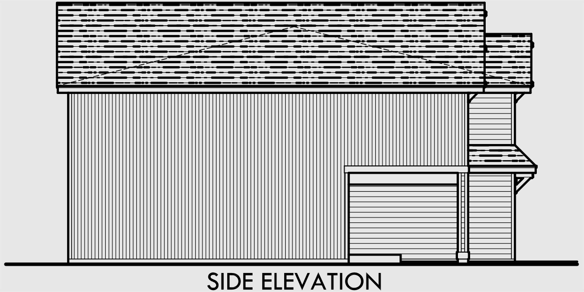 House front drawing elevation view for D-482 Duplex house plans, 4 bedroom townhouse plans, D-482