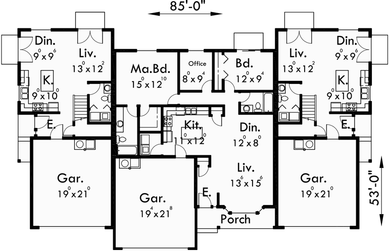 Triplex House Plans Triplex House Plans With Garage D 437