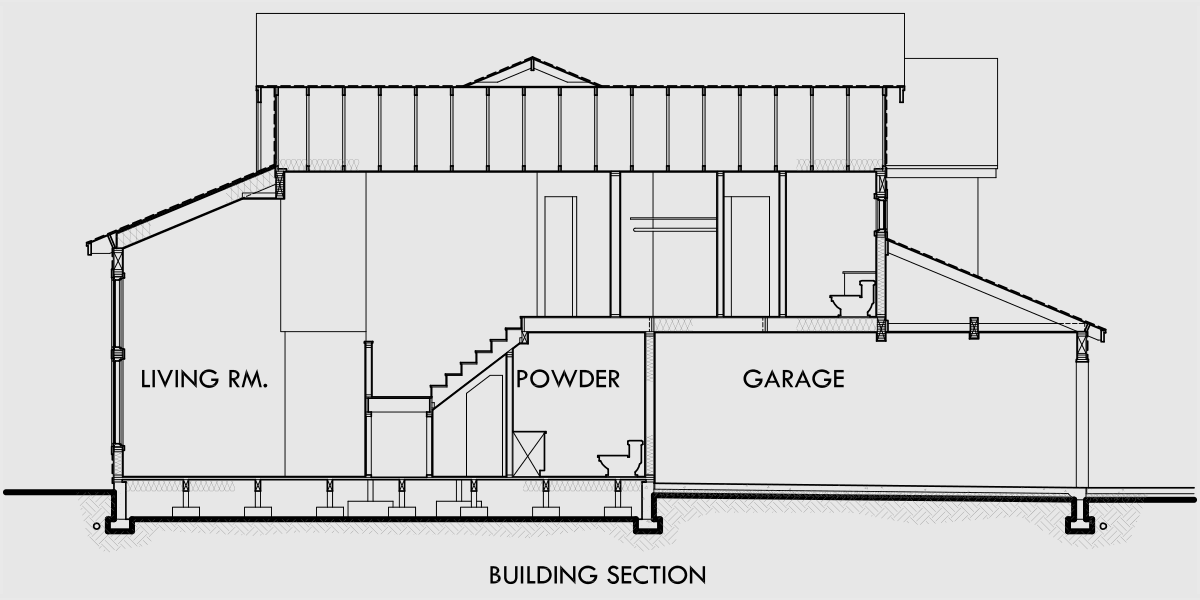 House rear elevation view for D-433 Duplex house plans, duplex house plans with garage, D-433