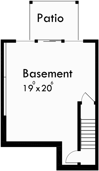 Lower Floor Plan for D-515-5 Townhouse plans, 5 plex plans, row house plans, townhouse plans with basement, townhouse plans for sloping lots, D-515-5