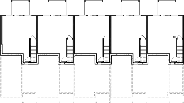 Lower Floor Plan 2 for Townhouse plans, 5 plex plans, row house plans, townhouse plans with basement, townhouse plans for sloping lots, D-515-5