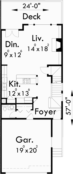Main Floor Plan for D-451 Craftsman duplex house plans, luxury townhouse plans, 2 bedroom duplex plans, duplex plans with 2 car garage, duplex plans with basement, house plans with double master suites D-451