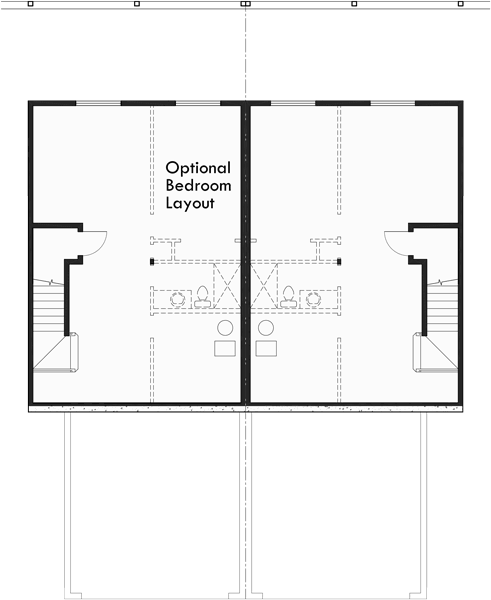 Lower Floor Plan 2 for Craftsman duplex house plans, luxury townhouse plans, 2 bedroom duplex plans, duplex plans with 2 car garage, duplex plans with basement, house plans with double master suites D-451