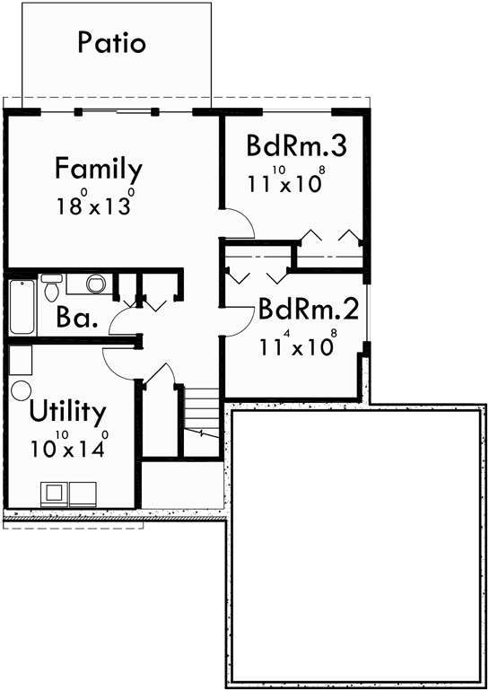 Duplex House Plans, Split Level Duplex House Plans, D492