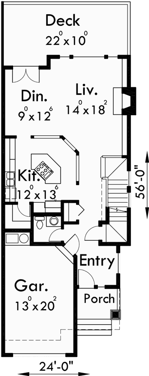 Main Floor Plan for D-427 Craftsman duplex house plans, Luxury duplex house plans, duplex house plans with basement, D-427