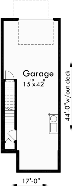 Lower Floor Plan for D-518 Duplex house plans, duplex house plan for sloping lot, rear garage house plans, 2 master bedroom house plans, D-518