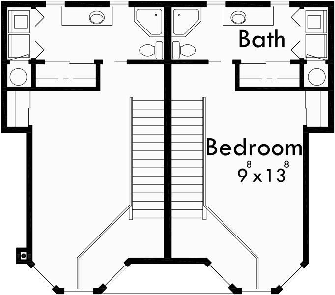 Upper Floor Plan for D-399 Duplex house plans, mixed use building plans, duplex plans with office, mixed use multifamily house plans, D-399